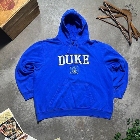 Vintage Y2K Duke University Blue Devils Hoodie Mens 2XL Boxy College Sweatshirt - Picture 1 of 4